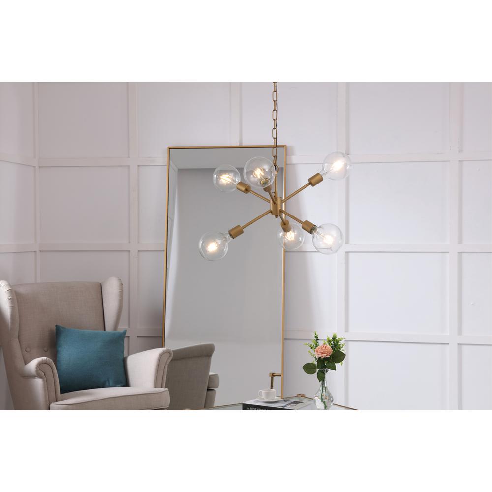 Nolan  6 light Brass pendant