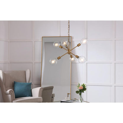 Nolan  6 light Brass pendant
