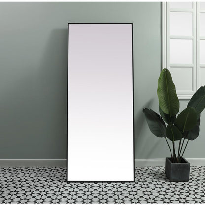 Metal Frame Rectangle Full Length Mirror 30x72 Inch in Black