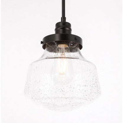 Lyle 1 light Black and Clear seeded glass pendant