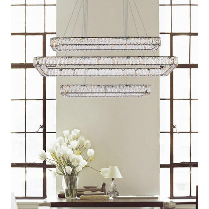 Monroe 50 inch LED triple rectangle pendant in black