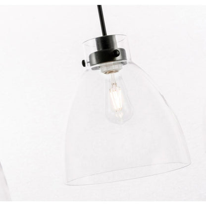 Frey 1 light Black and Clear glass pendant