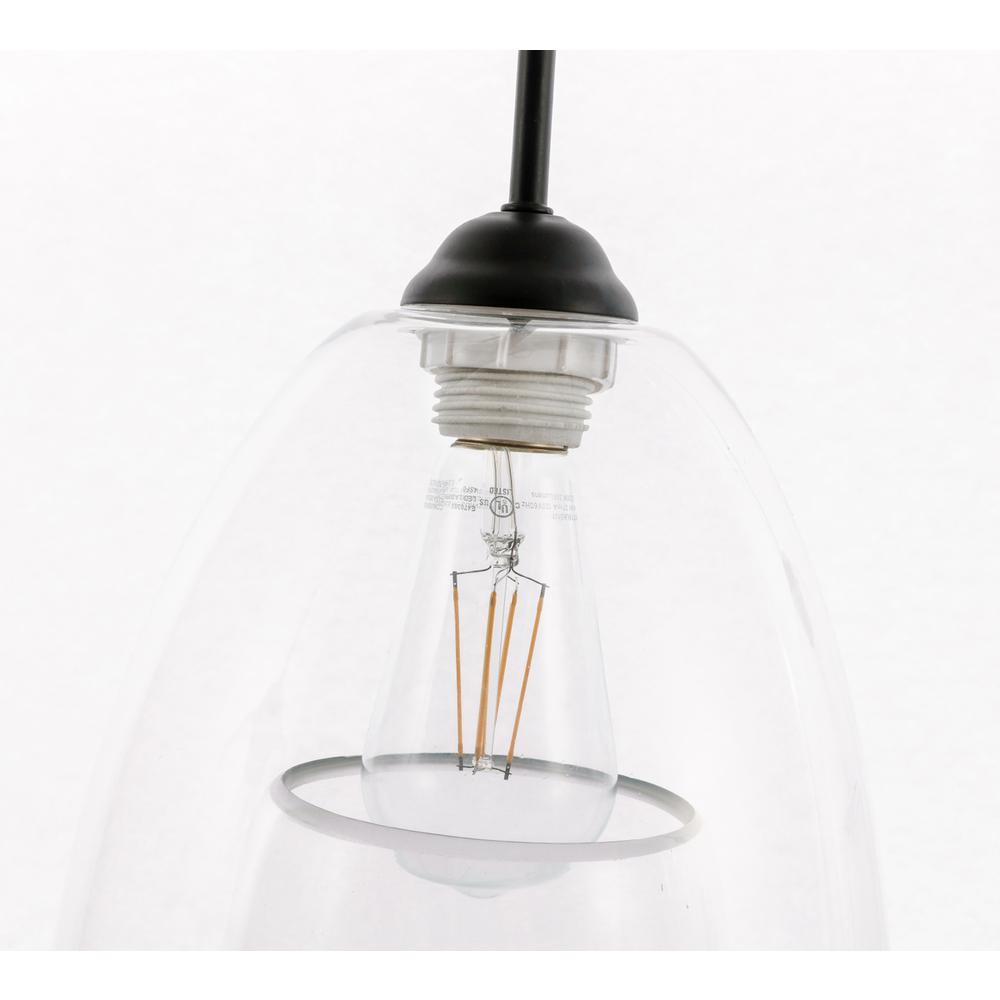 Kason 3 light Black and Clear glass pendant
