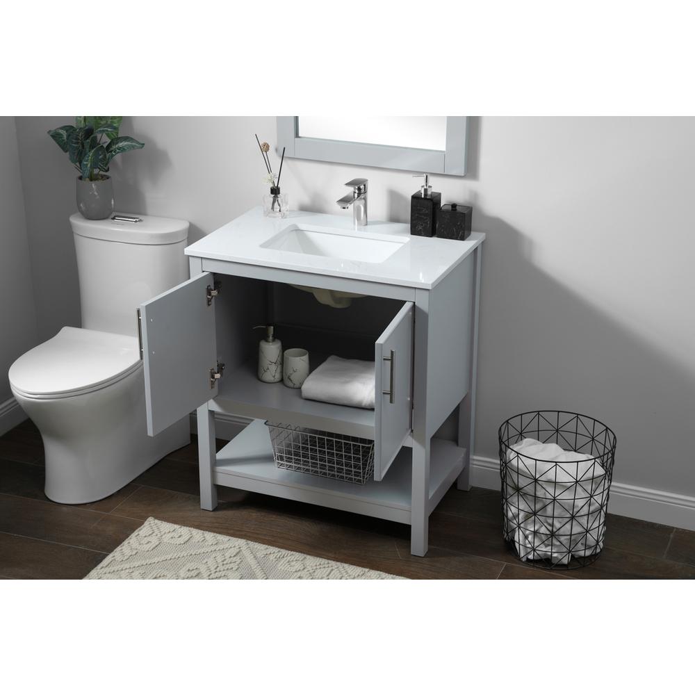 30 Inch SIngle Bathroom Vanity In Grey
