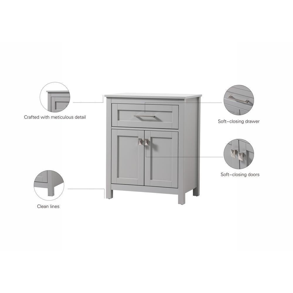 24 Inch Wide Bathroom Storage Freestanding Cabinet In Grey