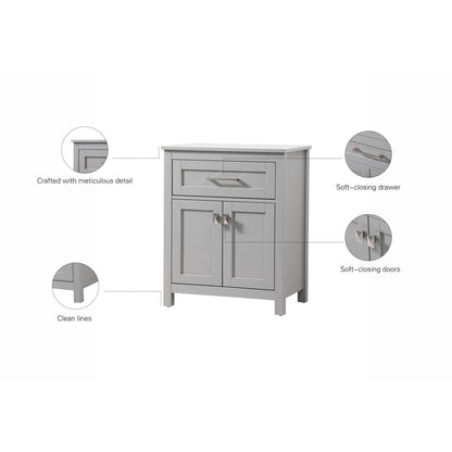 24 Inch Wide Bathroom Storage Freestanding Cabinet In Grey