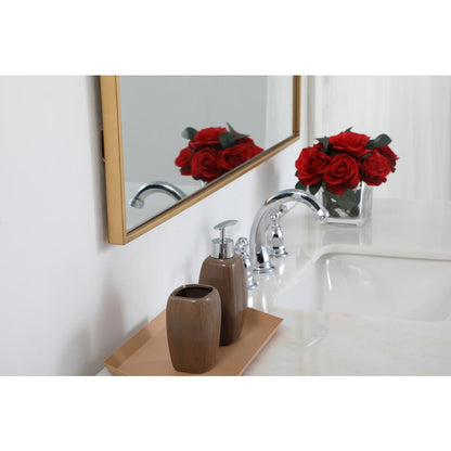 Metal frame rectangle mirror 36 inch in Brass
