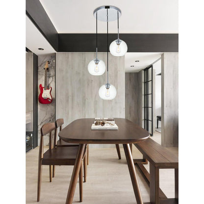 Baxter 3 Lights Chrome Pendant With Clear Glass