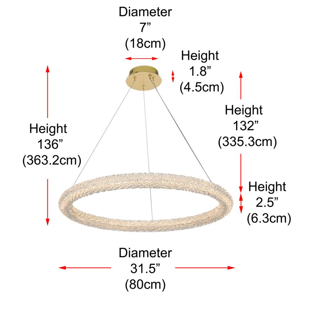 Bowen 32 inch Adjustable LED Chandelier in Satin Gold