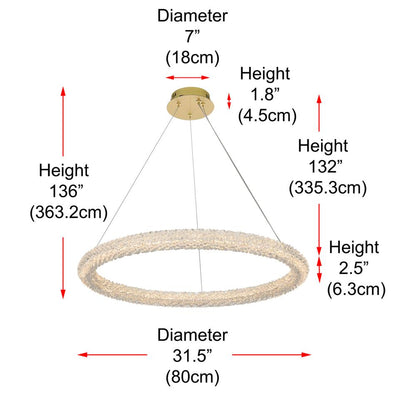 Bowen 32 inch Adjustable LED Chandelier in Satin Gold