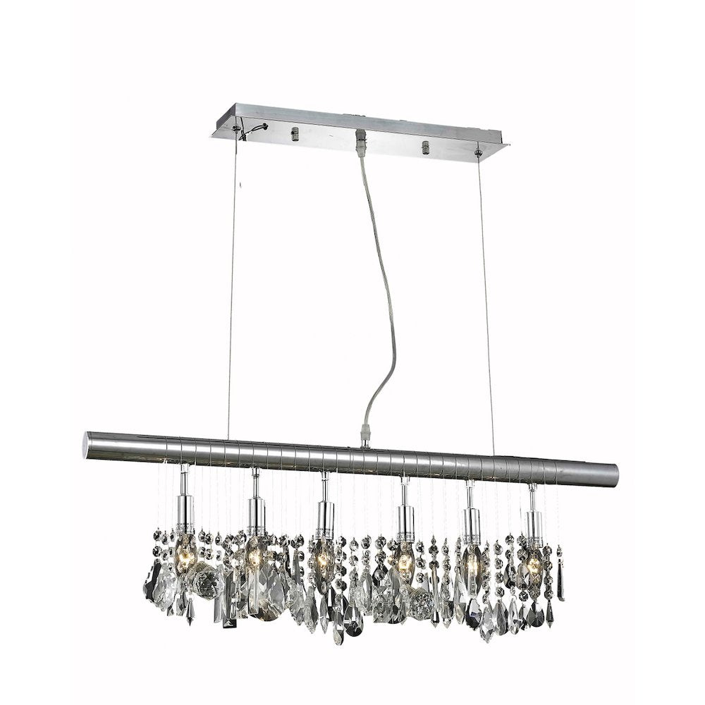 Chorus Line 6 Light Chrome Chandelier Clear Royal Cut Crystal