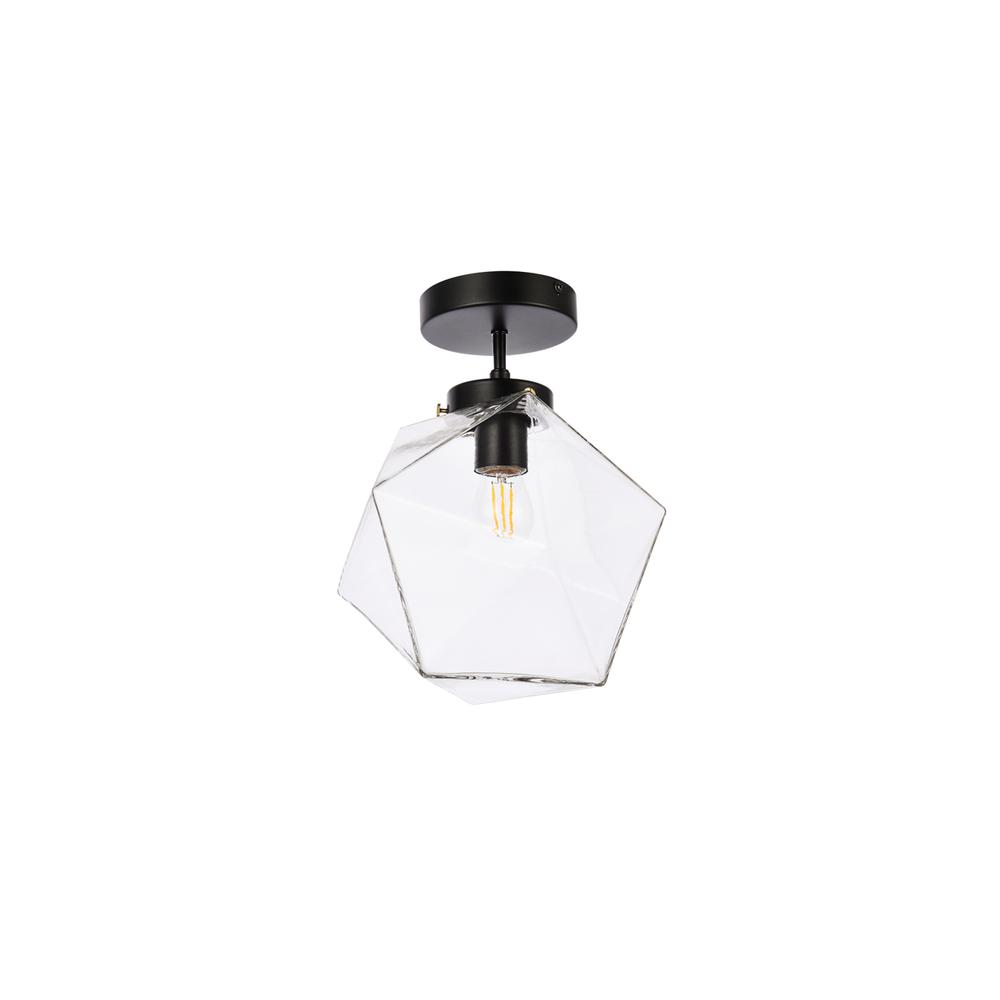 Lawrence 1 light black and clear glass flush mount