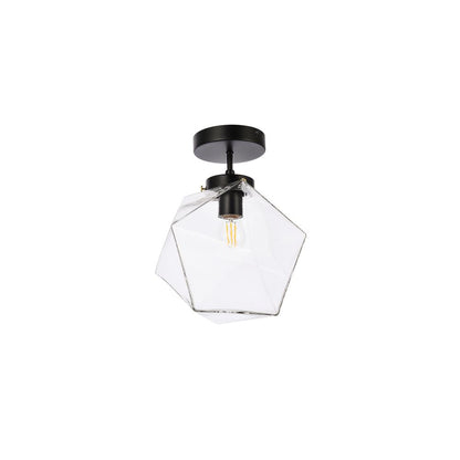 Lawrence 1 light black and clear glass flush mount