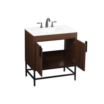 30 inch Single bathroom vanity in walnut