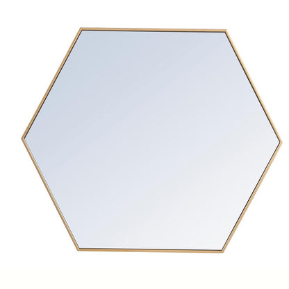 Metal frame hexagon mirror 41 inch in Brass