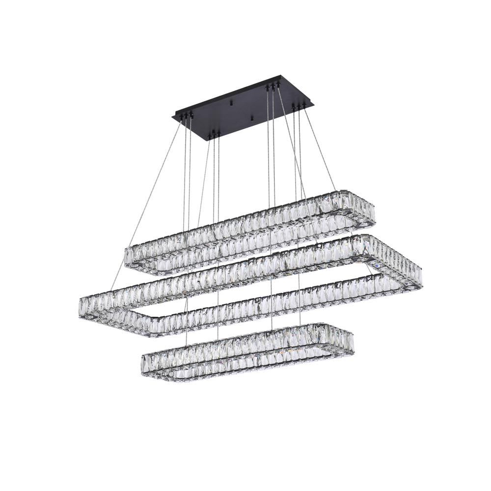Monroe 50 inch LED triple rectangle pendant in black