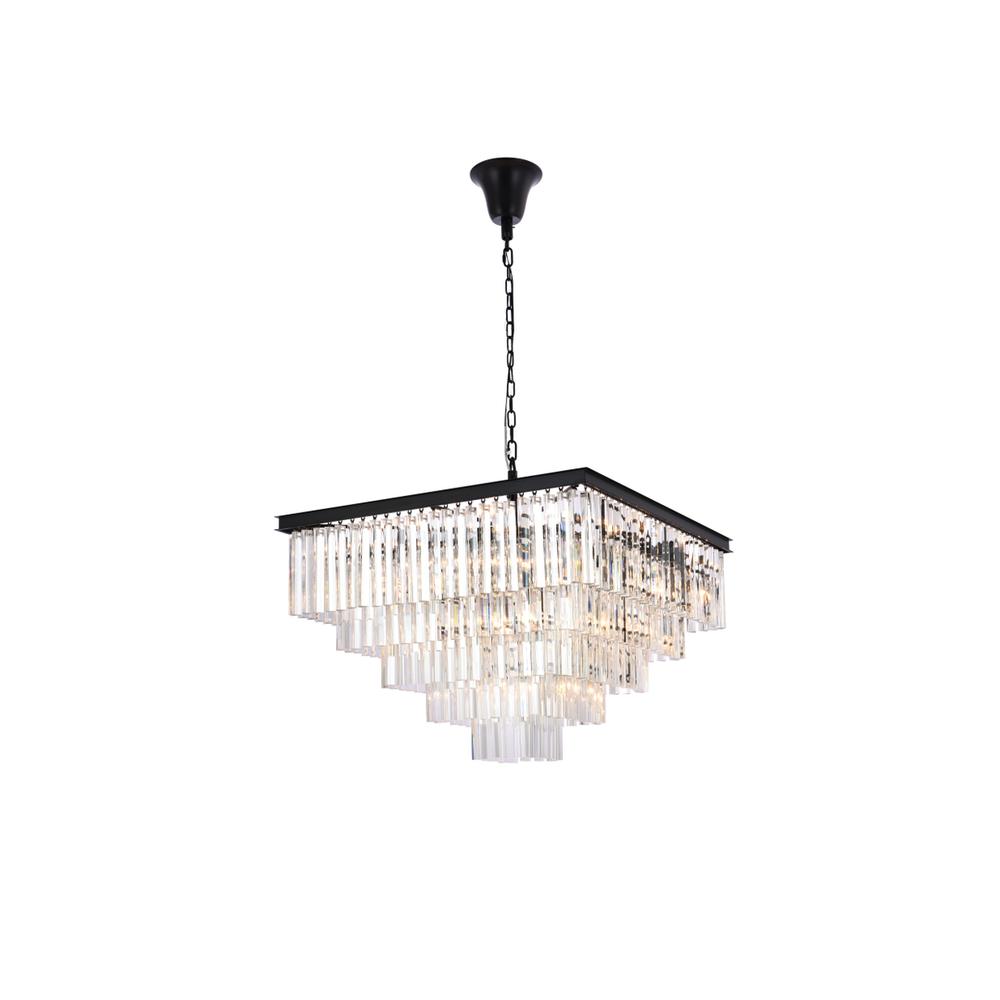 Sydney 34 inch square crystal chandelier in matte black