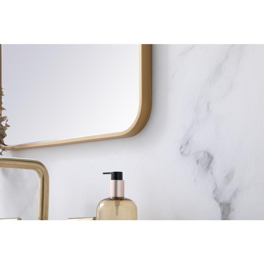 Soft corner metal rectangular mirror 20x36 inch in Brass