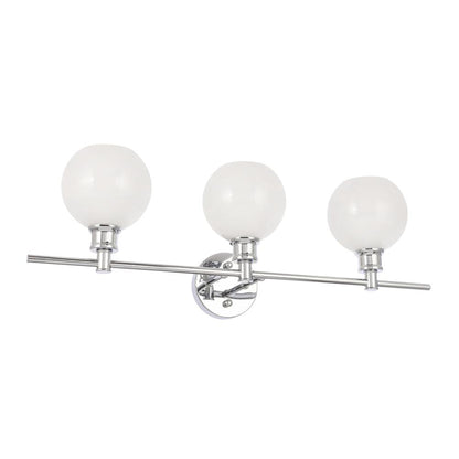 Collier 3 light Chrome and Frosted white glass Wall sconce