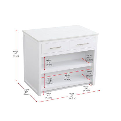 42 inch Kitchen Island in White