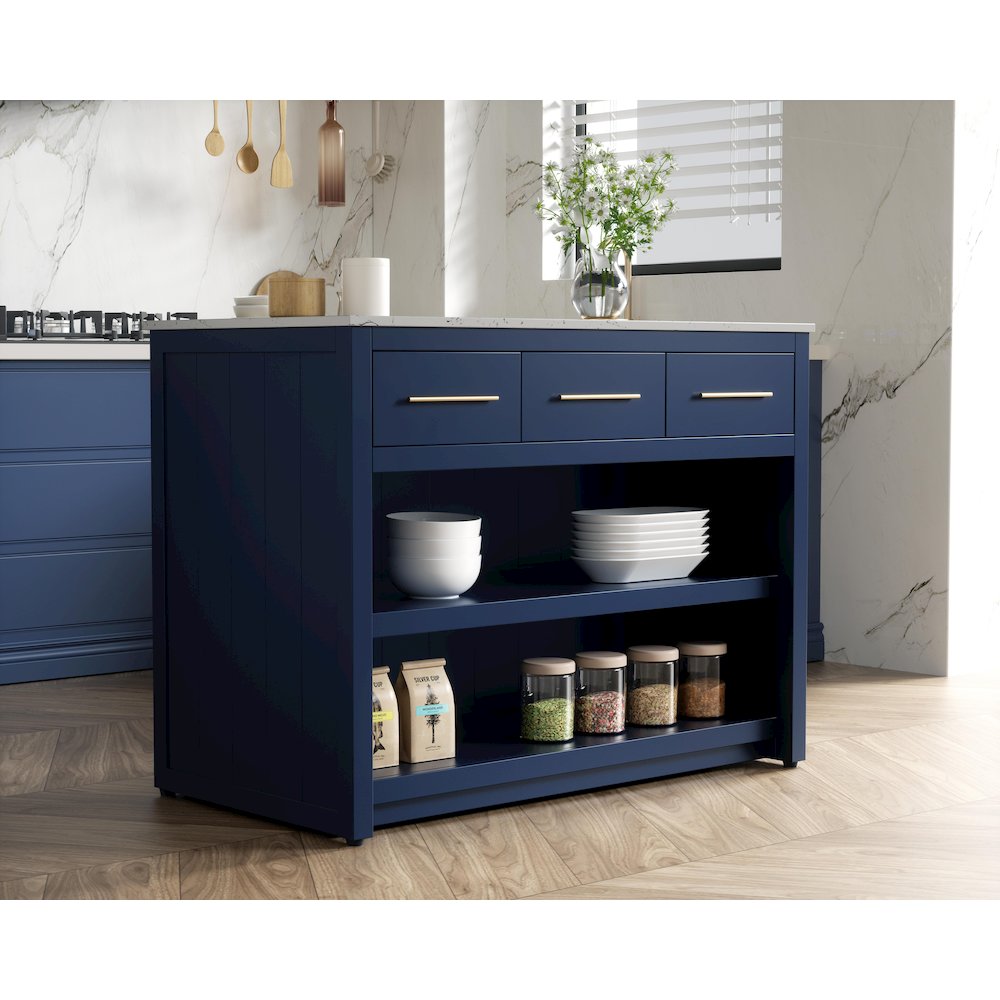 48 inch Kitchen Island in Blue