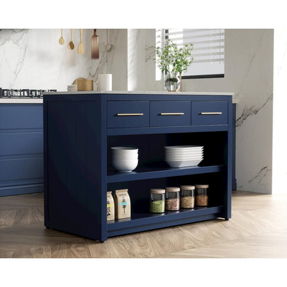 48 inch Kitchen Island in Blue