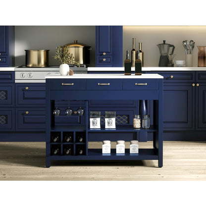 48 inch Kitchen Island in Blue