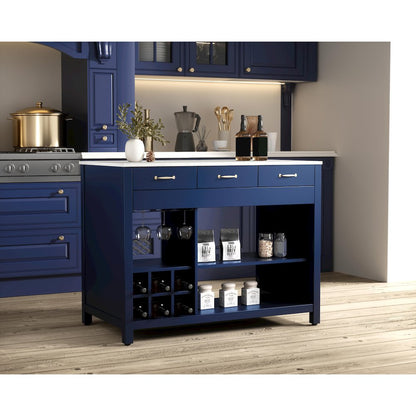 48 inch Kitchen Island in Blue