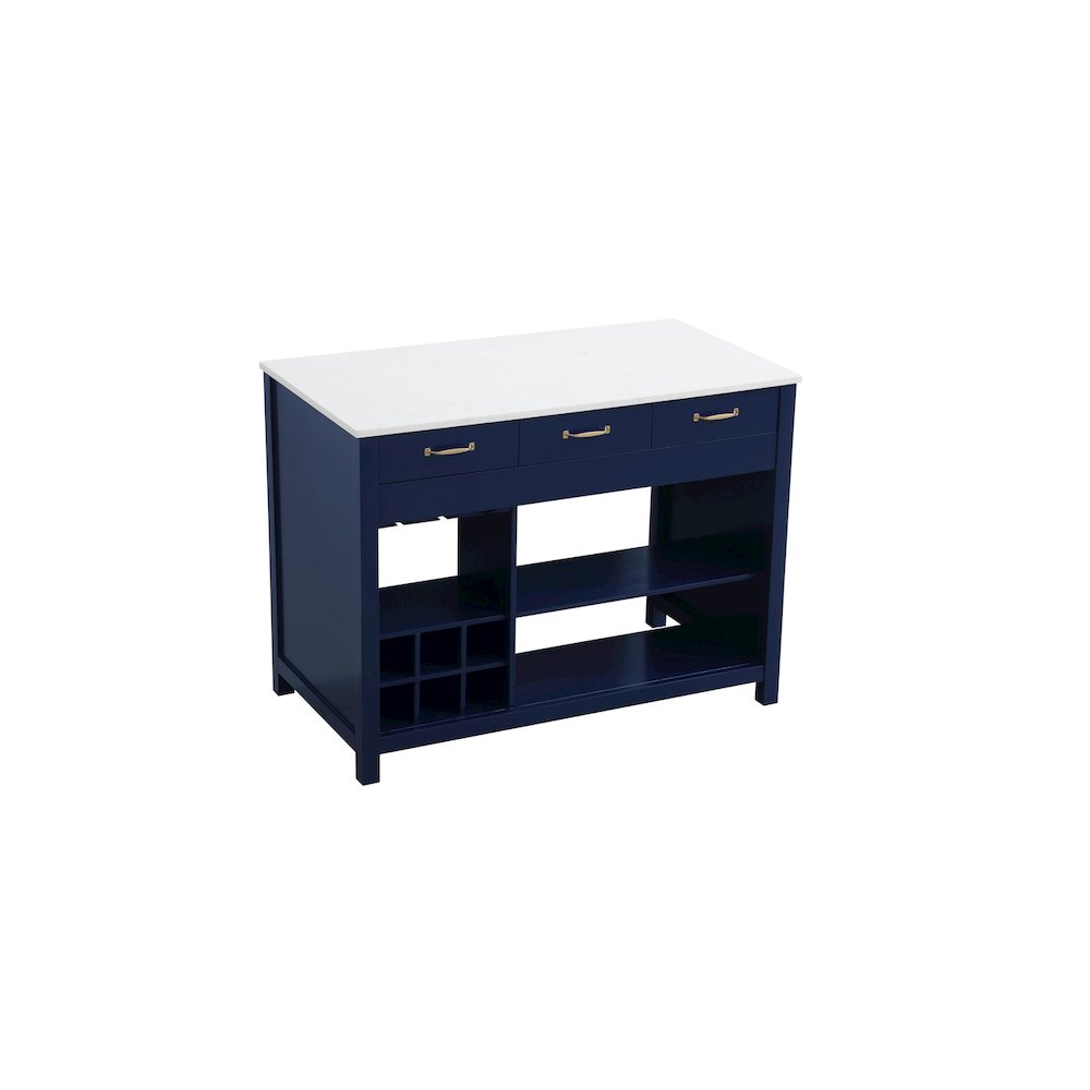 48 inch Kitchen Island in Blue