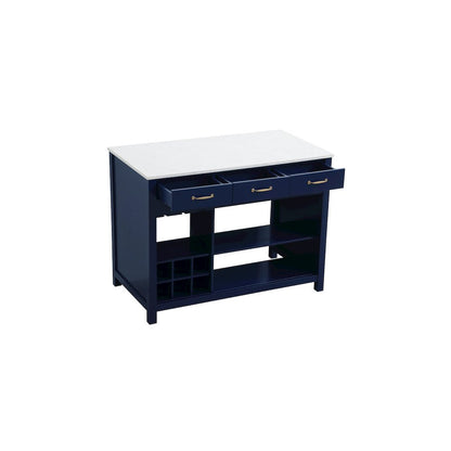 48 inch Kitchen Island in Blue