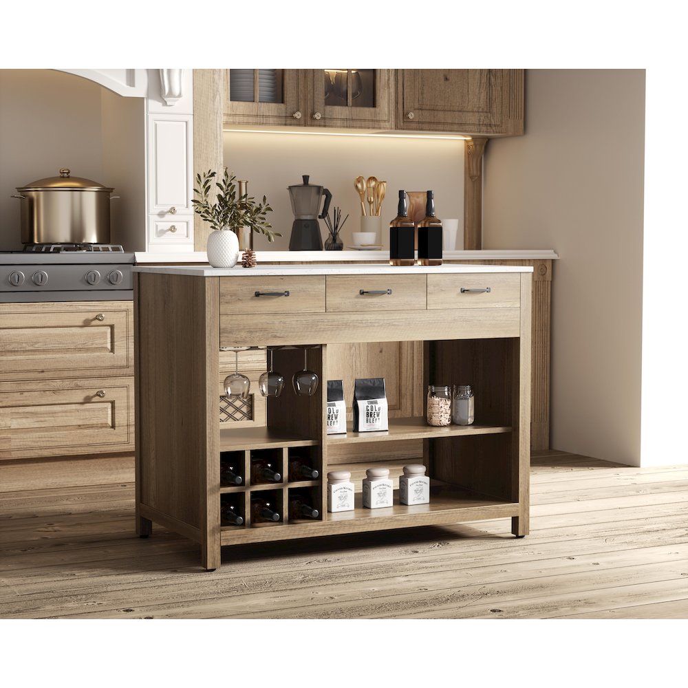 48 inch Kitchen Island in Natural Oak