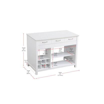 48 inch Kitchen Island in White