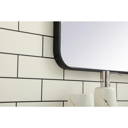 Soft corner metal rectangular mirror 28x42 inch in Black