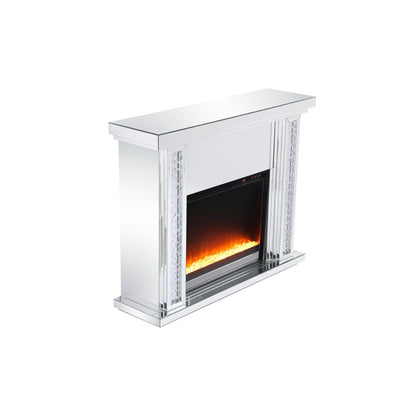 47.5 in. Crystal mirrored mantle with crystal insert fireplace