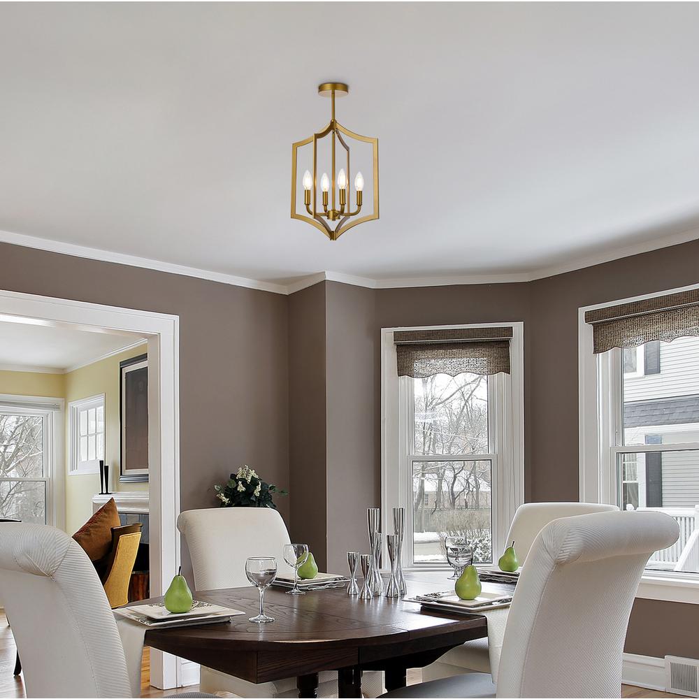 Kiera 4 lights pendant in brass