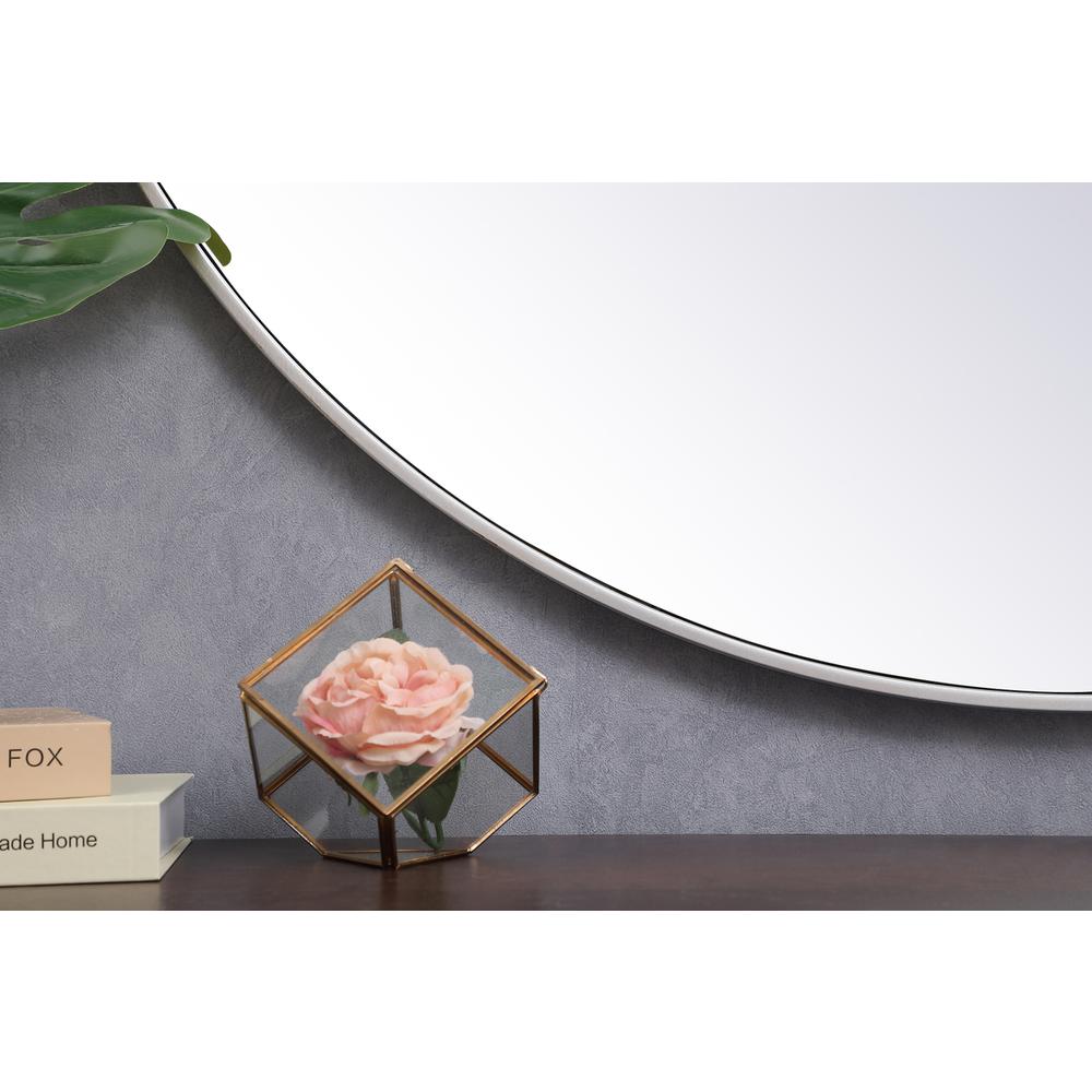 Metal frame round mirror 45 inch in silver