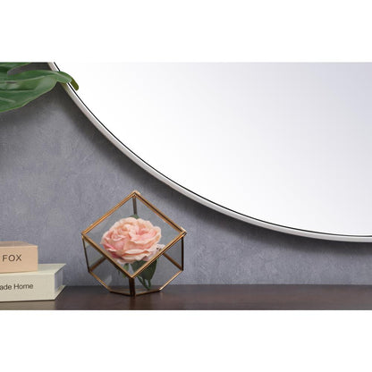Metal frame round mirror 45 inch in silver
