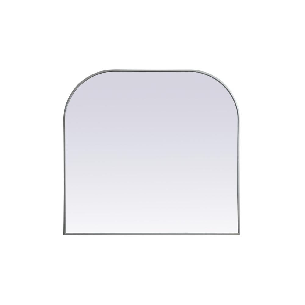 Metal Frame Arch Mirror 40x38 Inch in Silver