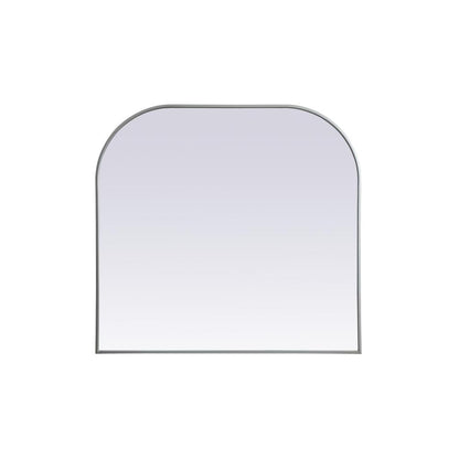 Metal Frame Arch Mirror 40x38 Inch in Silver