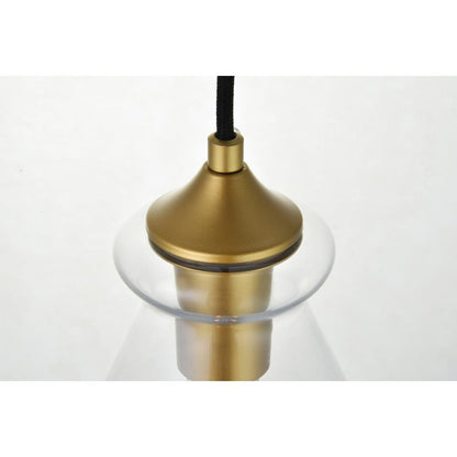 Destry 1 Light Brass Pendant With Clear Glass