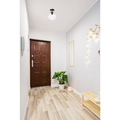 Lawrence 1 light black and clear glass flush mount