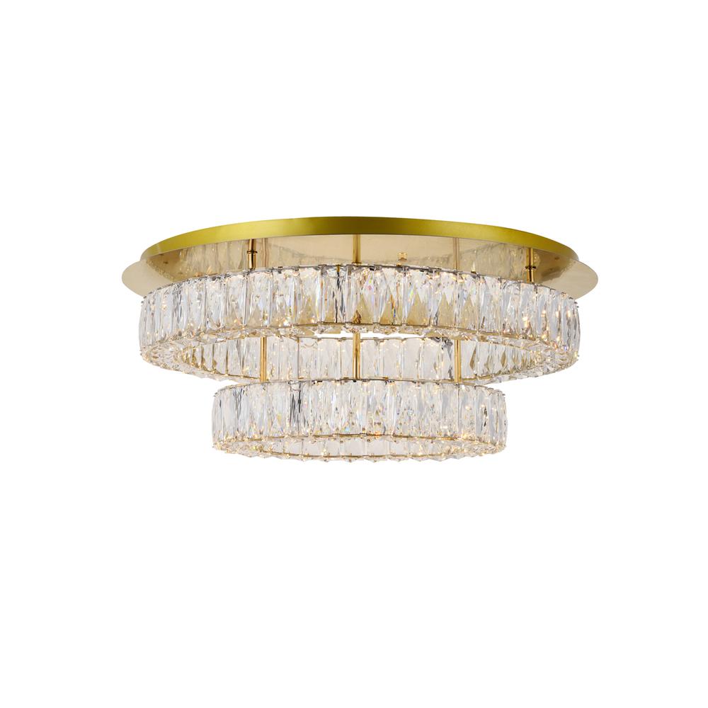 Monroe LED light gold Flush Mount Clear Royal Cut Crystal