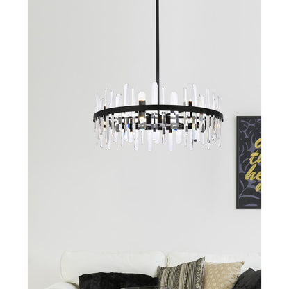 Serena 32 inch crystal round chandelier in black