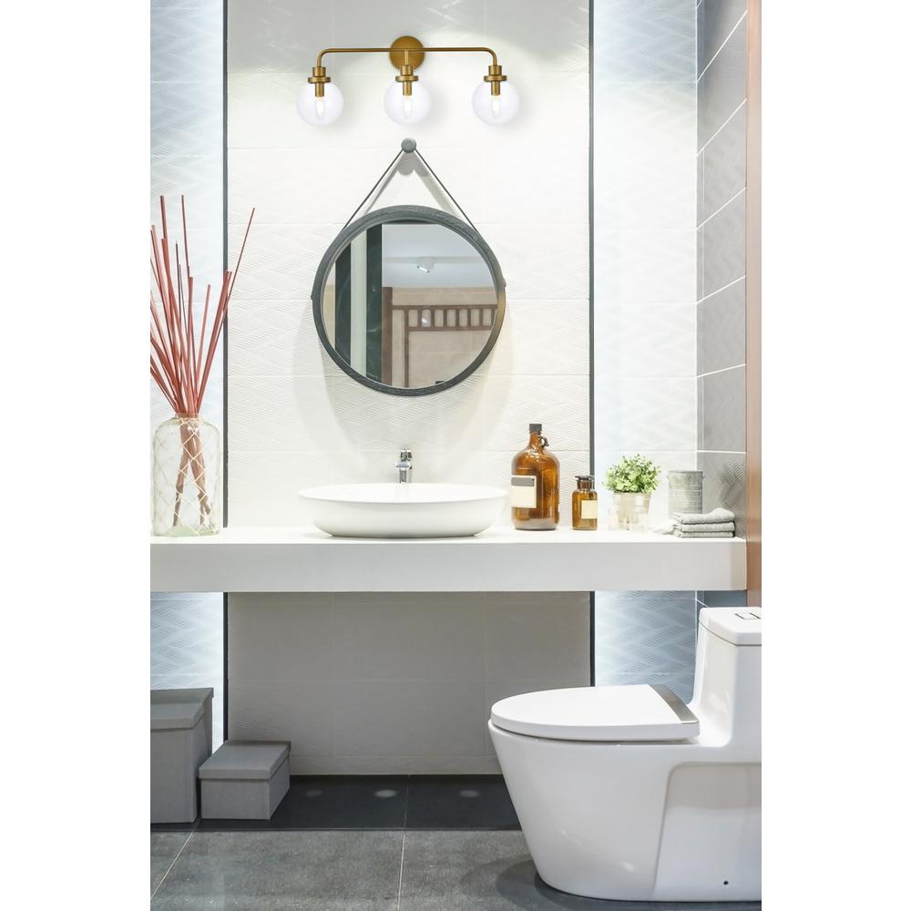 Hanson 3 lights bath sconce in brass with clear shade
