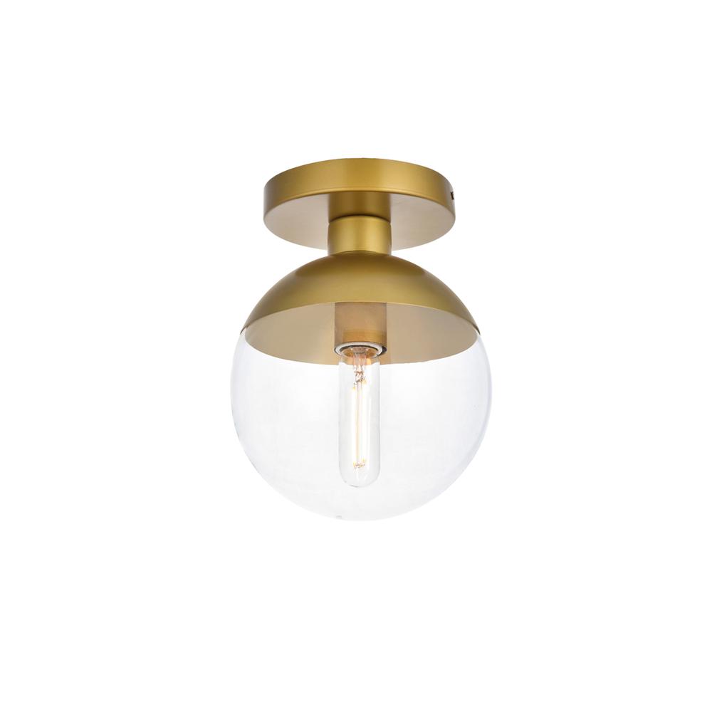 Eclipse 1 Light Brass Flush Mount With Clear Glass