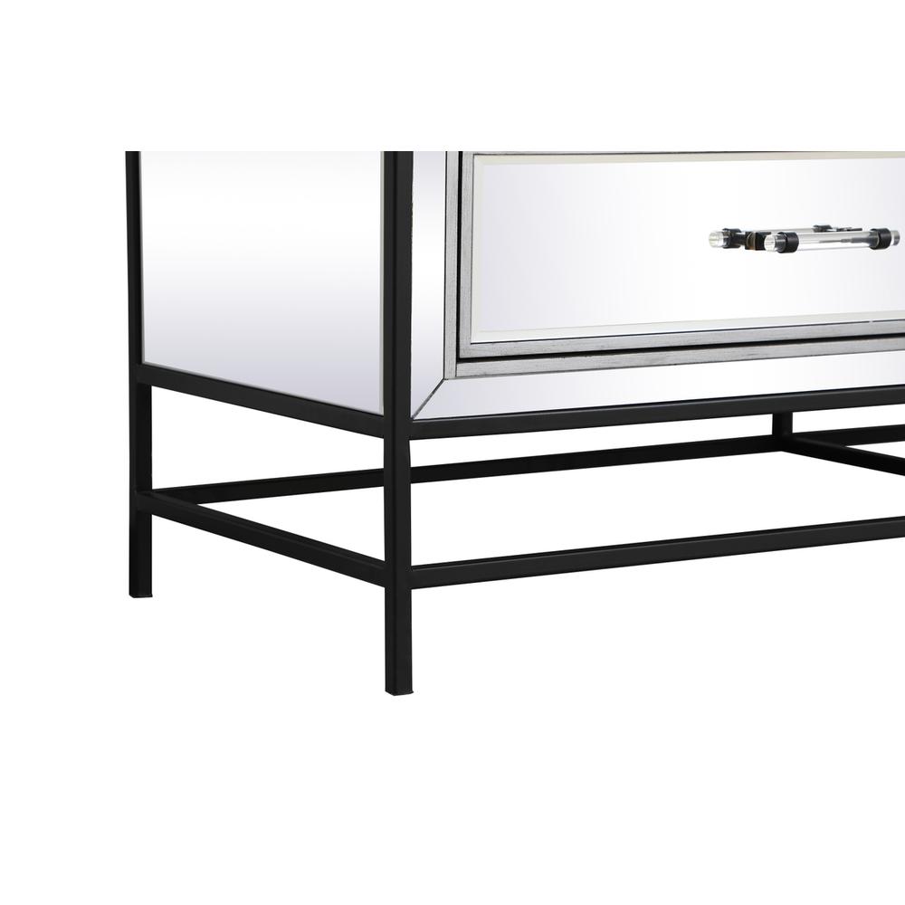 60 inch mirrored 6 drawers chest in black