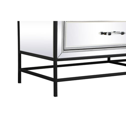 60 inch mirrored 6 drawers chest in black