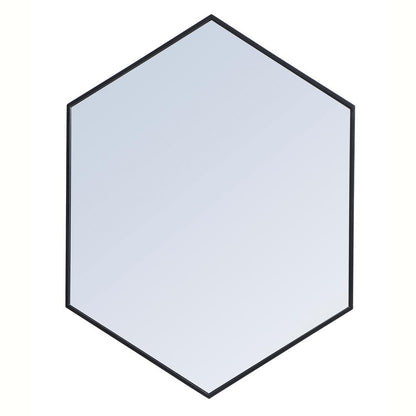 Metal frame hexagon mirror 30 inch in Black