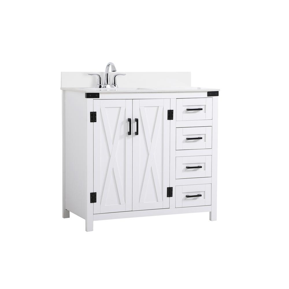 36 inch bathroom Vanity in White with Backsplash