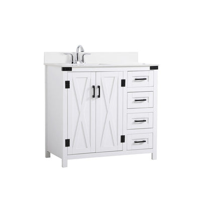 36 inch bathroom Vanity in White with Backsplash